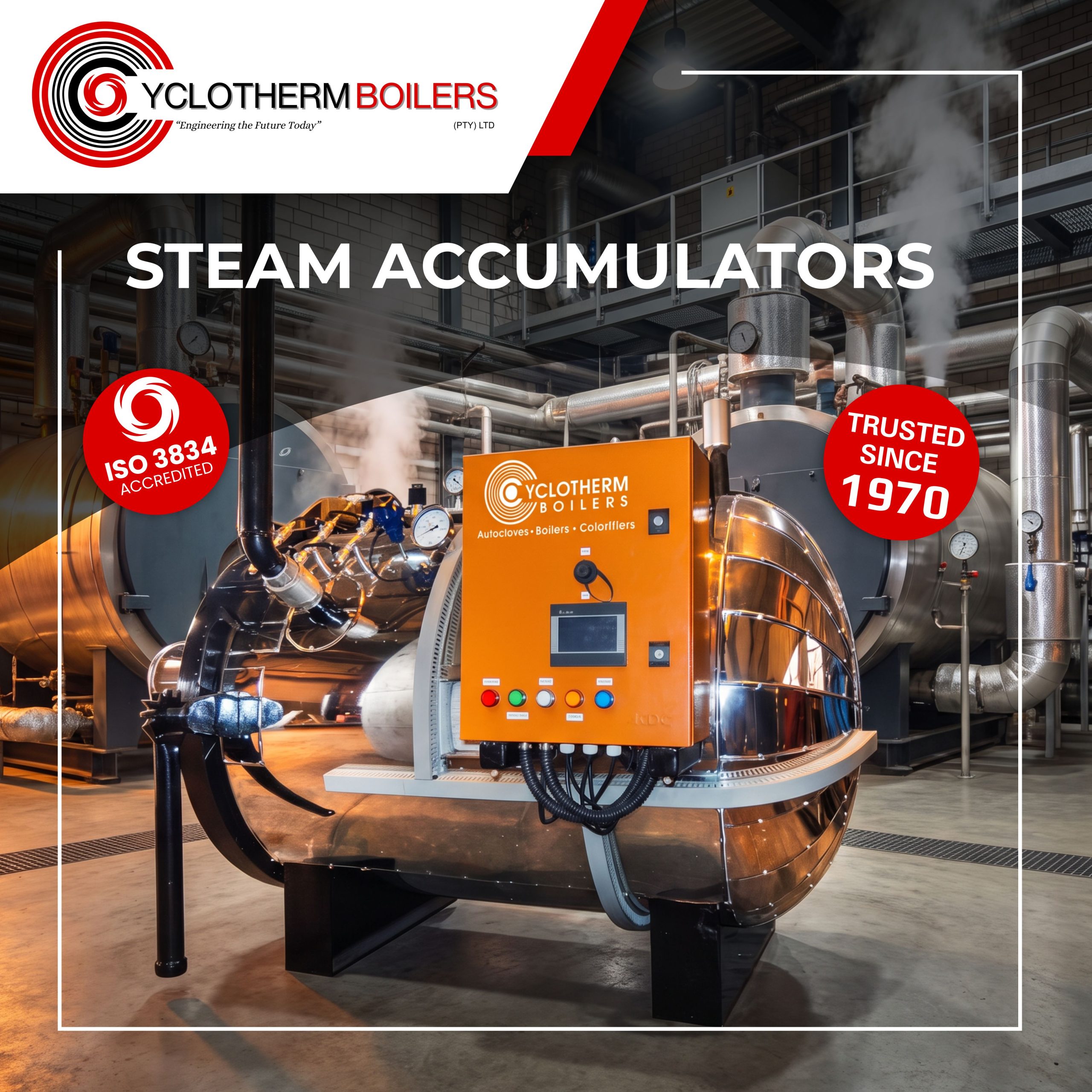 Hot gases travel through tubes. Water surrounds the tubes. Result: stable, efficient steam.