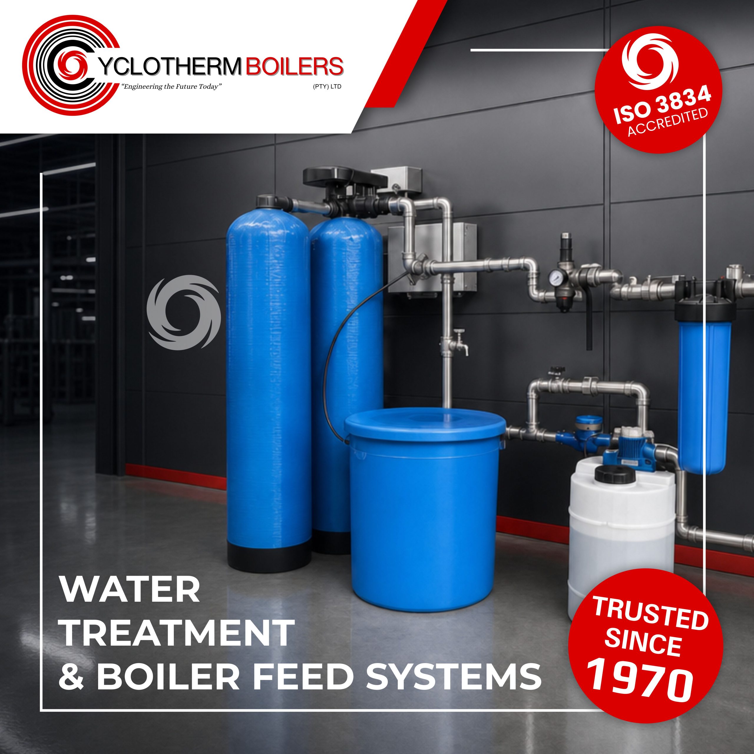 Hot gases travel through tubes. Water surrounds the tubes. Result: stable, efficient steam.