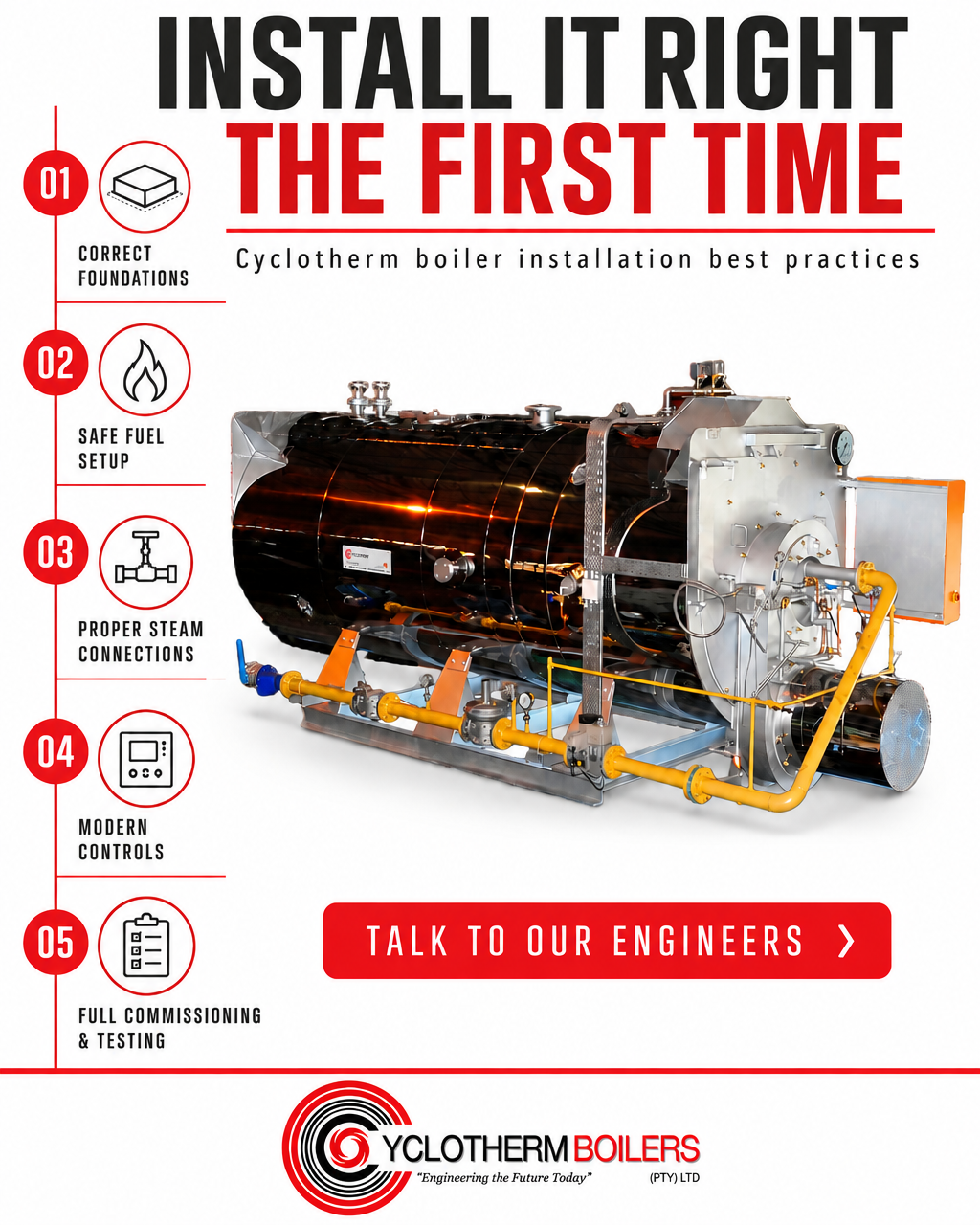 20260916 Boiler Installation Best Practices Hot gases travel through tubes. Water surrounds the tubes. Result: stable, efficient steam.