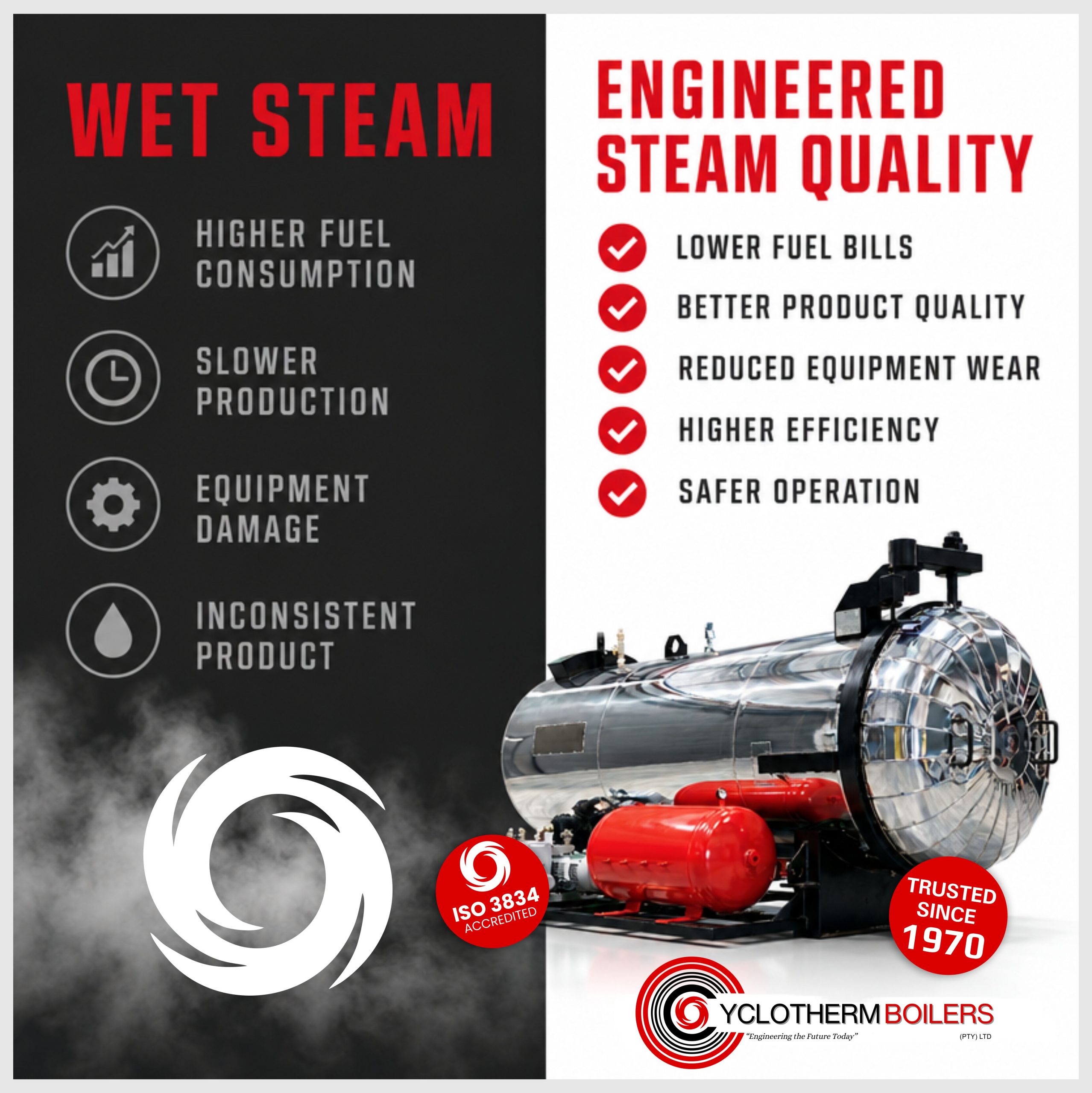 20261013 The Hidden Costs of Poor Steam Quality Hot gases travel through tubes. Water surrounds the tubes. Result: stable, efficient steam.